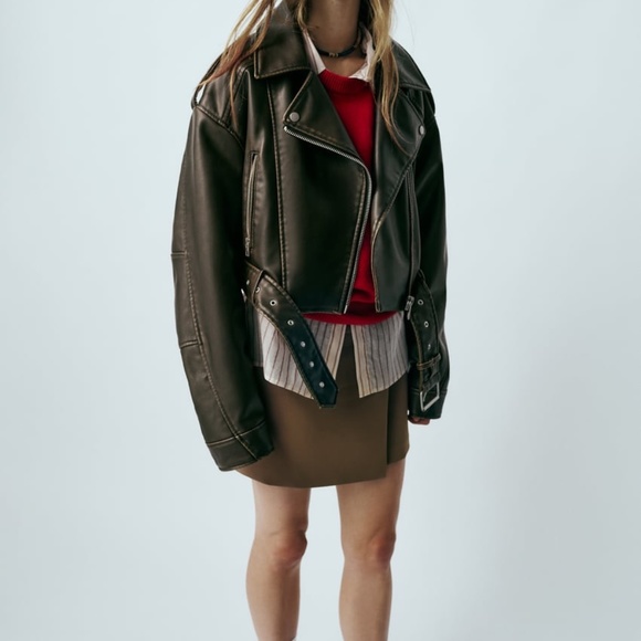 Zara Brown Leather Jacket - Picture 3 of 3